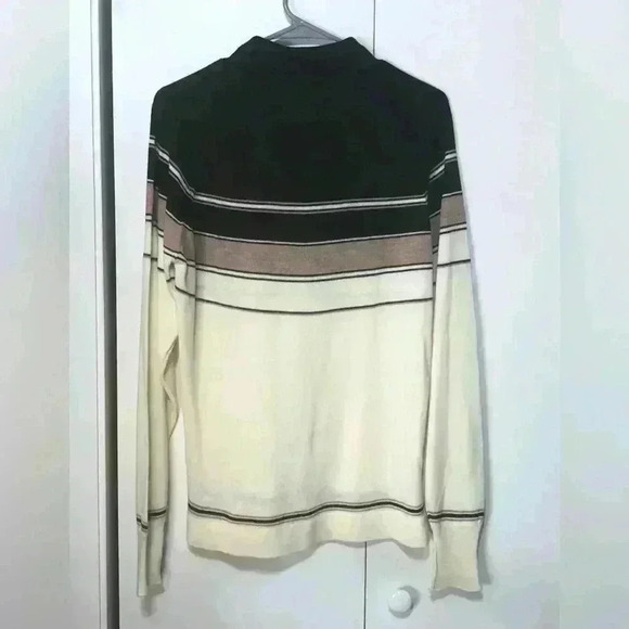 Puritan Vintage Mens Grandpa Brown Cream Long Sleeve Polo Sweater Sz Medium NWT - Picture 4 of 11